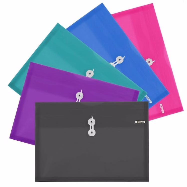 Side Loading Letter Size String Envelopes - 5 Colors