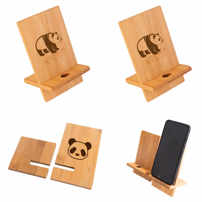 Bamboo Phone Stand with Charging Hole