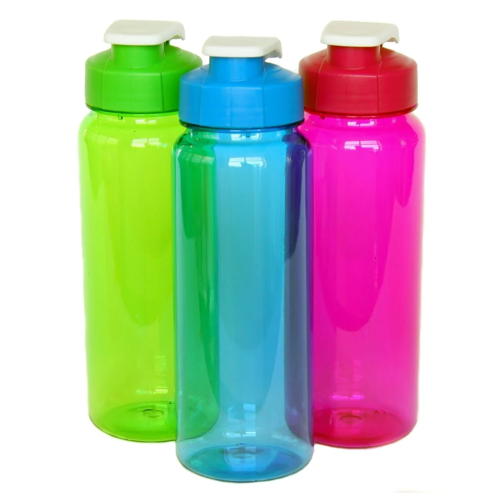 Flip Top Plastic Water Bottles - 21 oz Assorted Colors 1