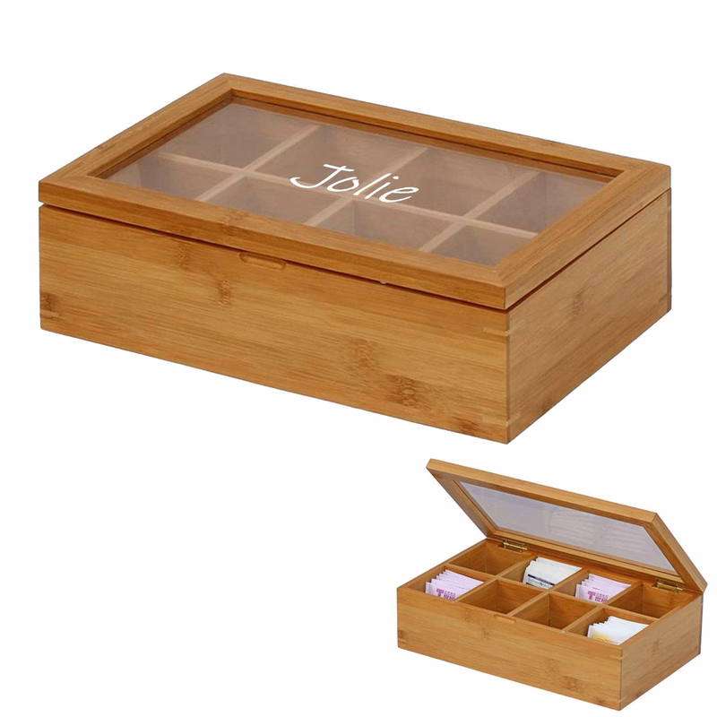 8 comp wooden tea box