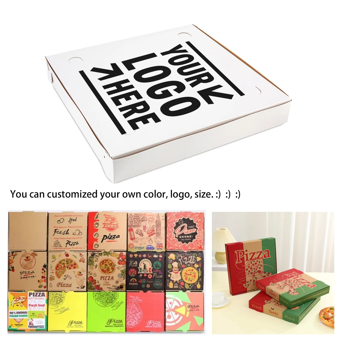 11 inch White Pizza Box 11 7/16" x 11 7/16" x 1 3/4" 1