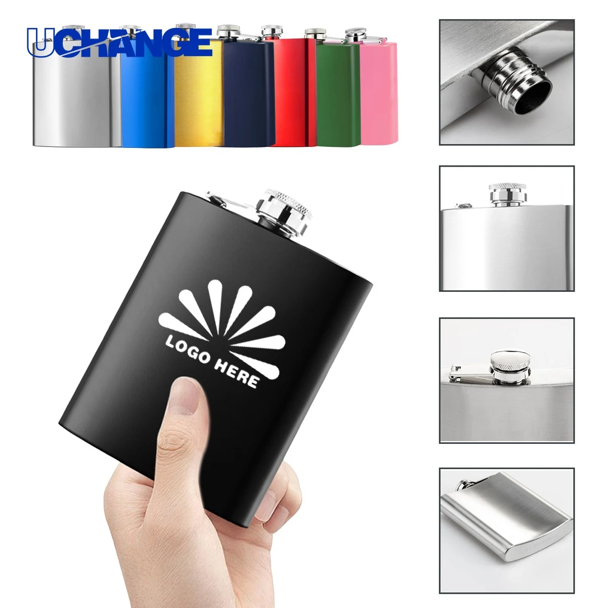 Stainless Steel Liquor Flask Container (8oz), custom water bottle with logo imprint 1