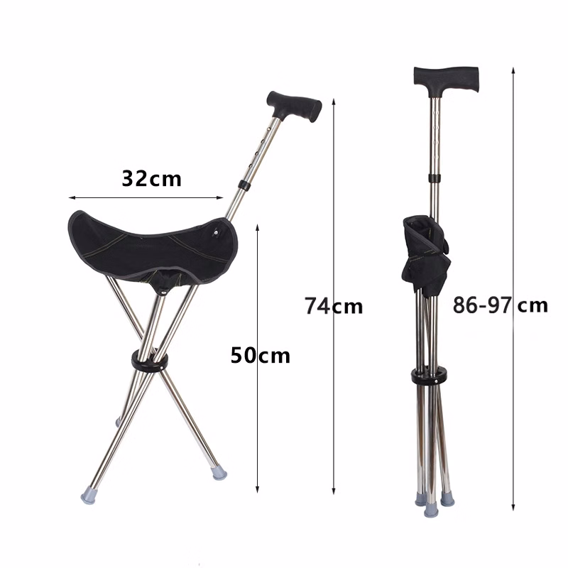 Folding Cane with Seat Portable Walking Aid