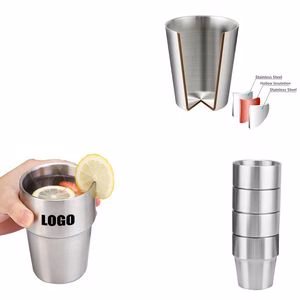 300ml Stackable Double Wall Stainless Steel Cup With Collapsible Handles