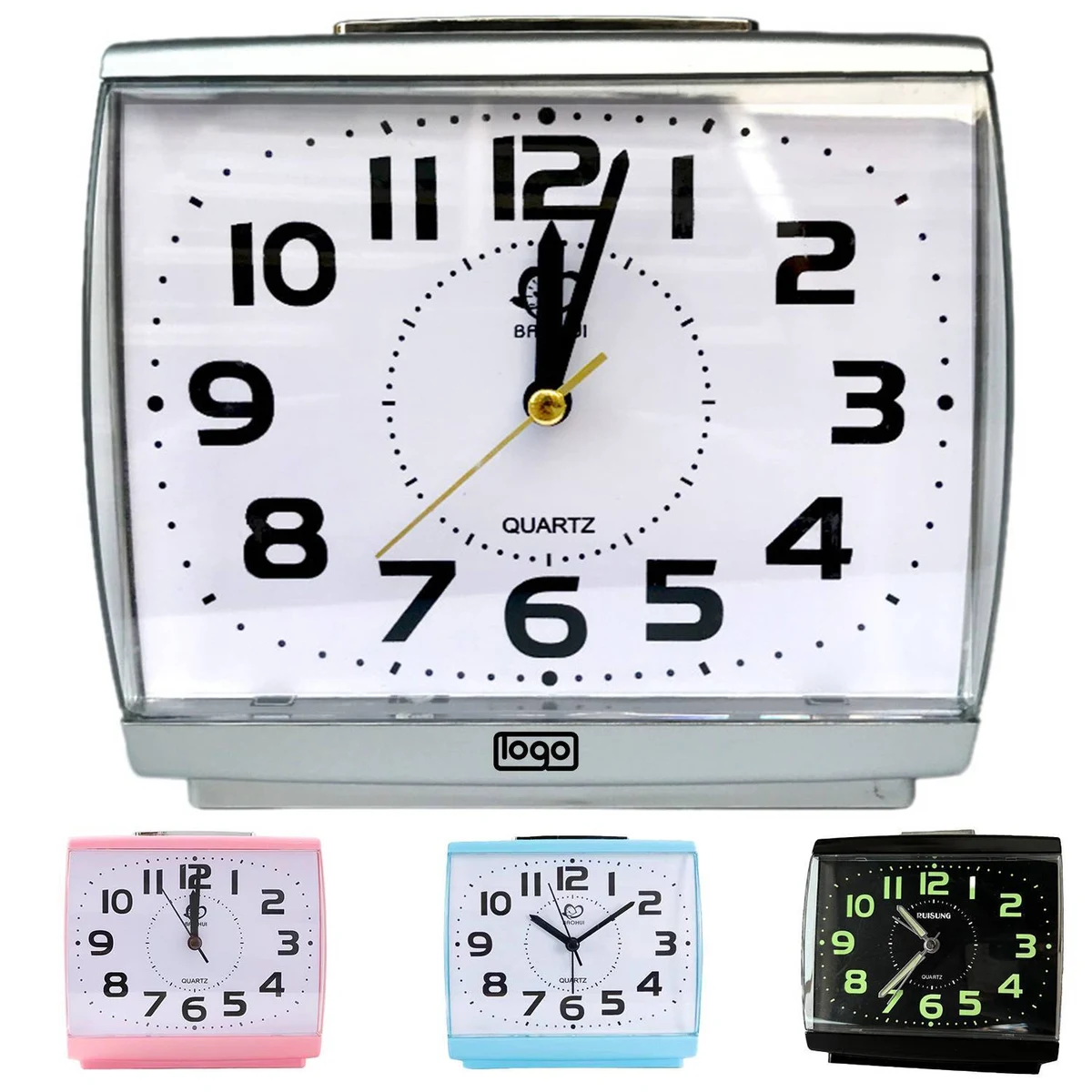 Silent Square Analog Alarm Clock 1