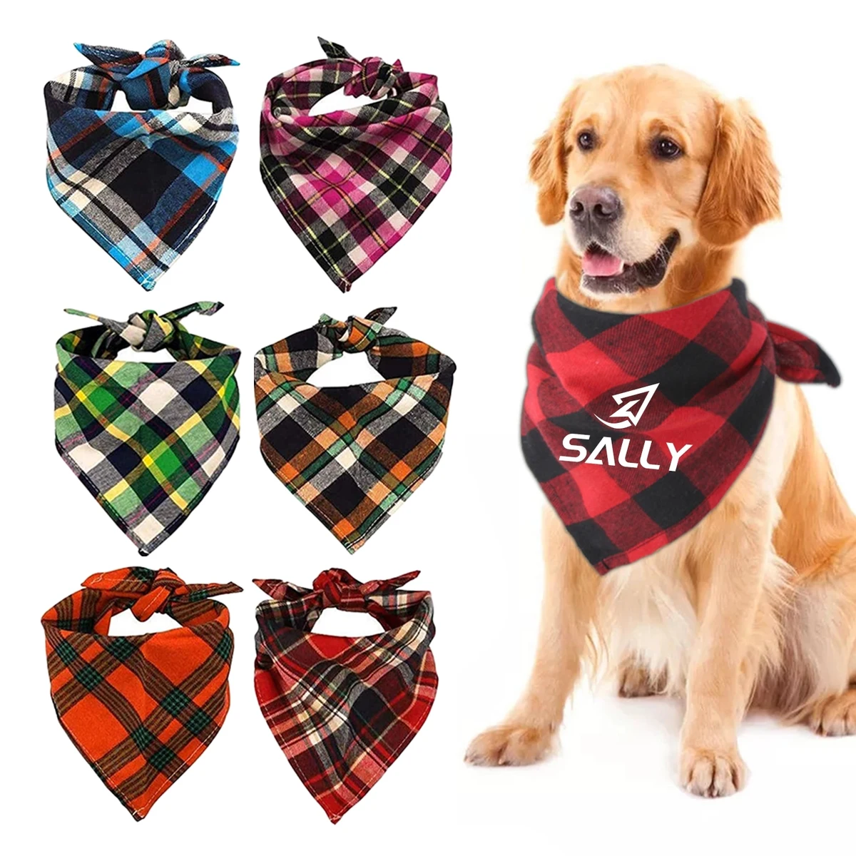 Large Solid Full Color Dog Triangle Bandanna 1