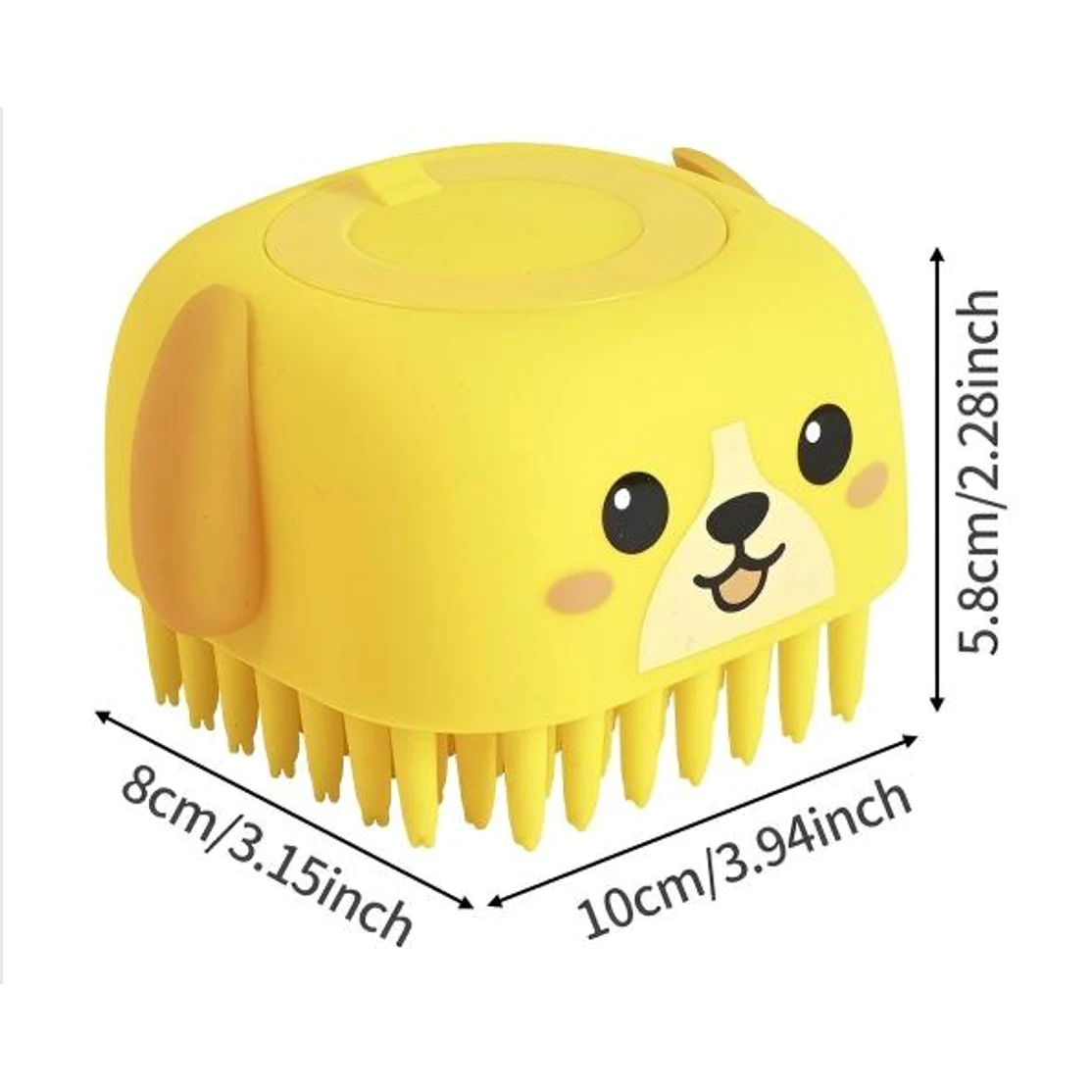 Silicone Pet Bath Grooming Brush with Built-In Shampoo Dispenser and Hanging Hook 1