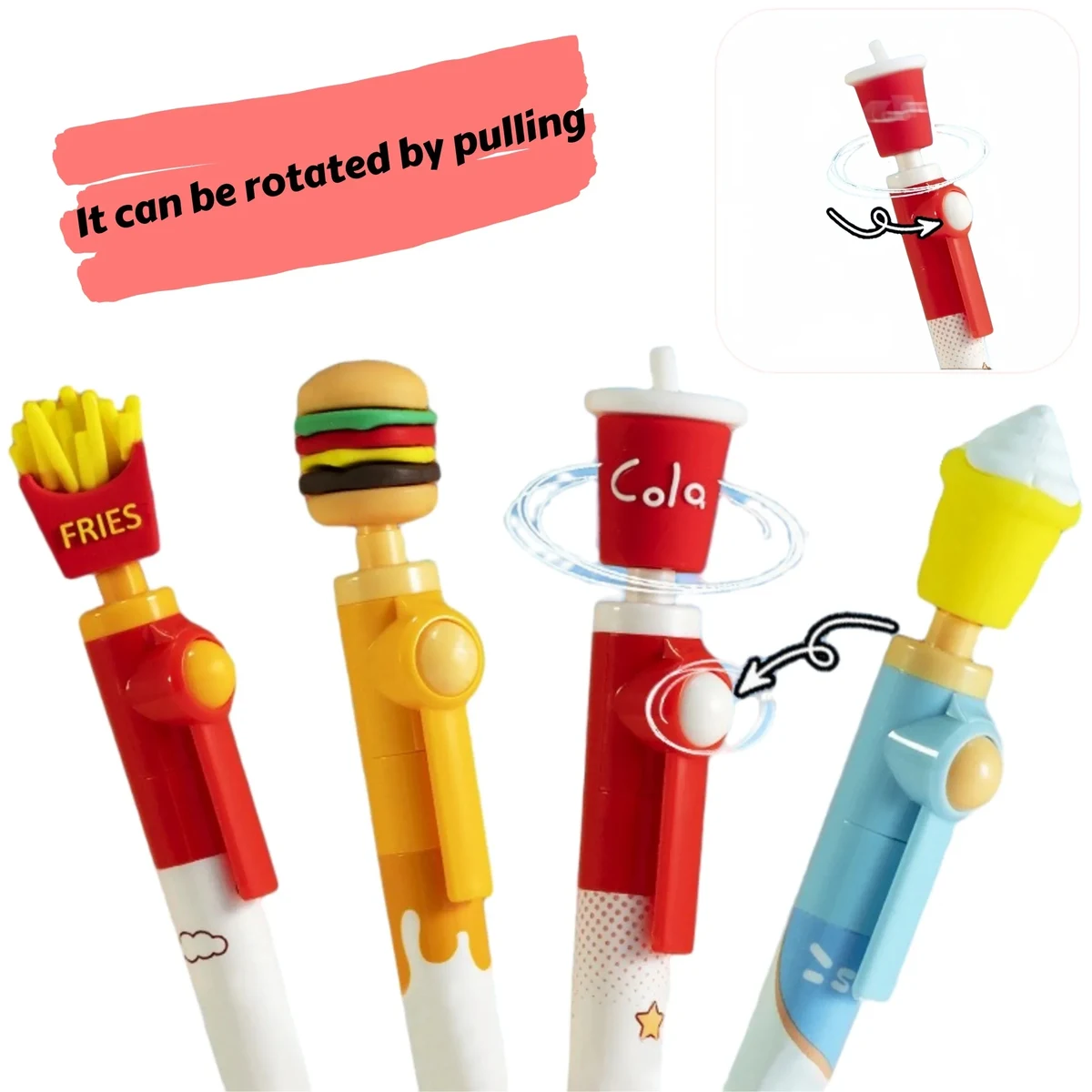 Burger Fries Pen Spinning Novelty Writing Gift 1