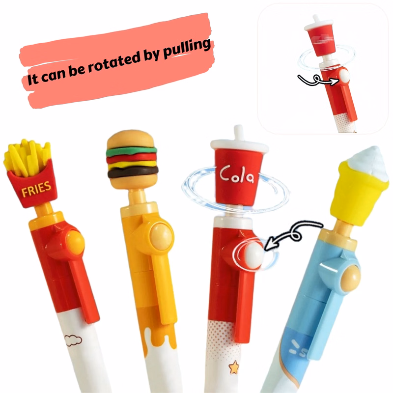 Burger Fries Pen Spinning Novelty Writing Gift