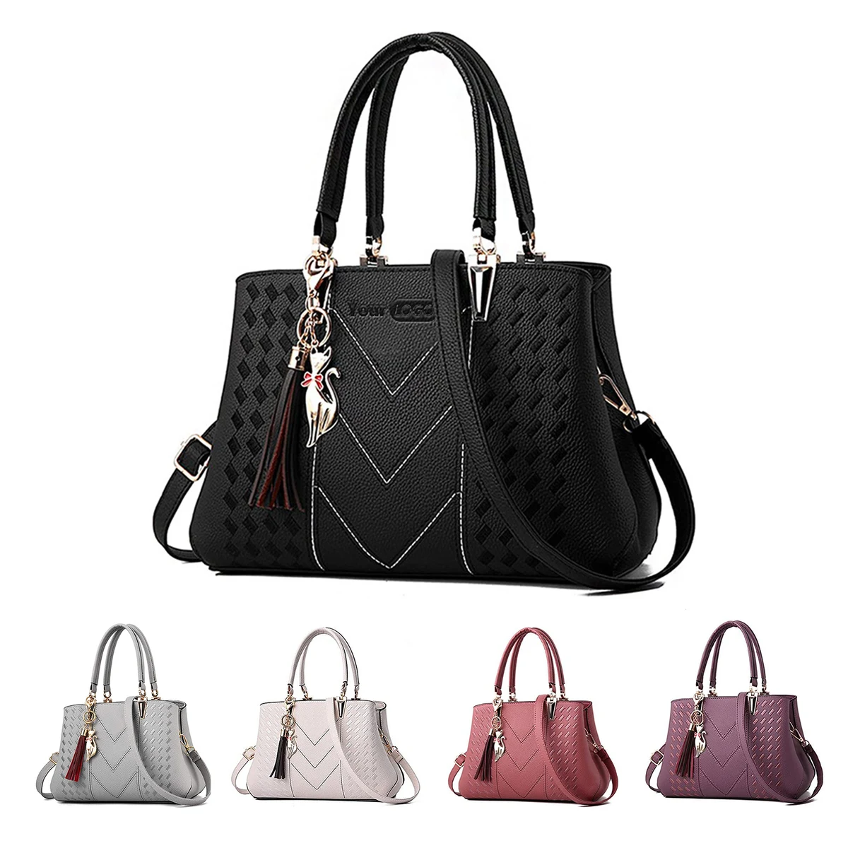 PU Shoulder Tote Bag Ladies Bag, custom tote bag with logo imprint 1