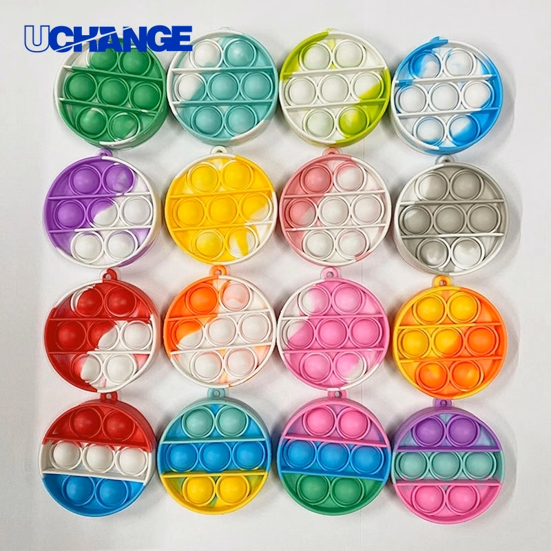 Pop Push Fidget Toy Keychain Stress Relief Accessory