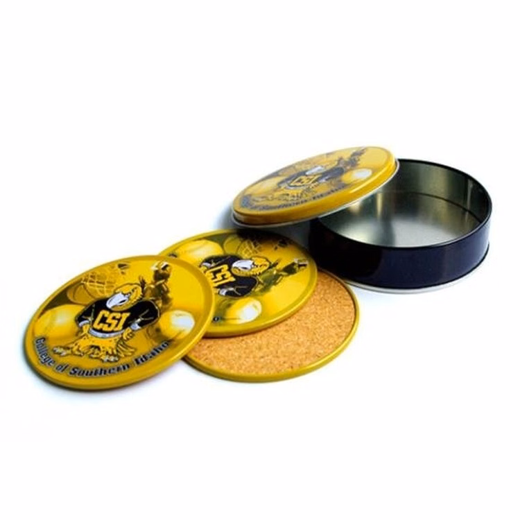Tin Coaster Round Cork Cup Mat