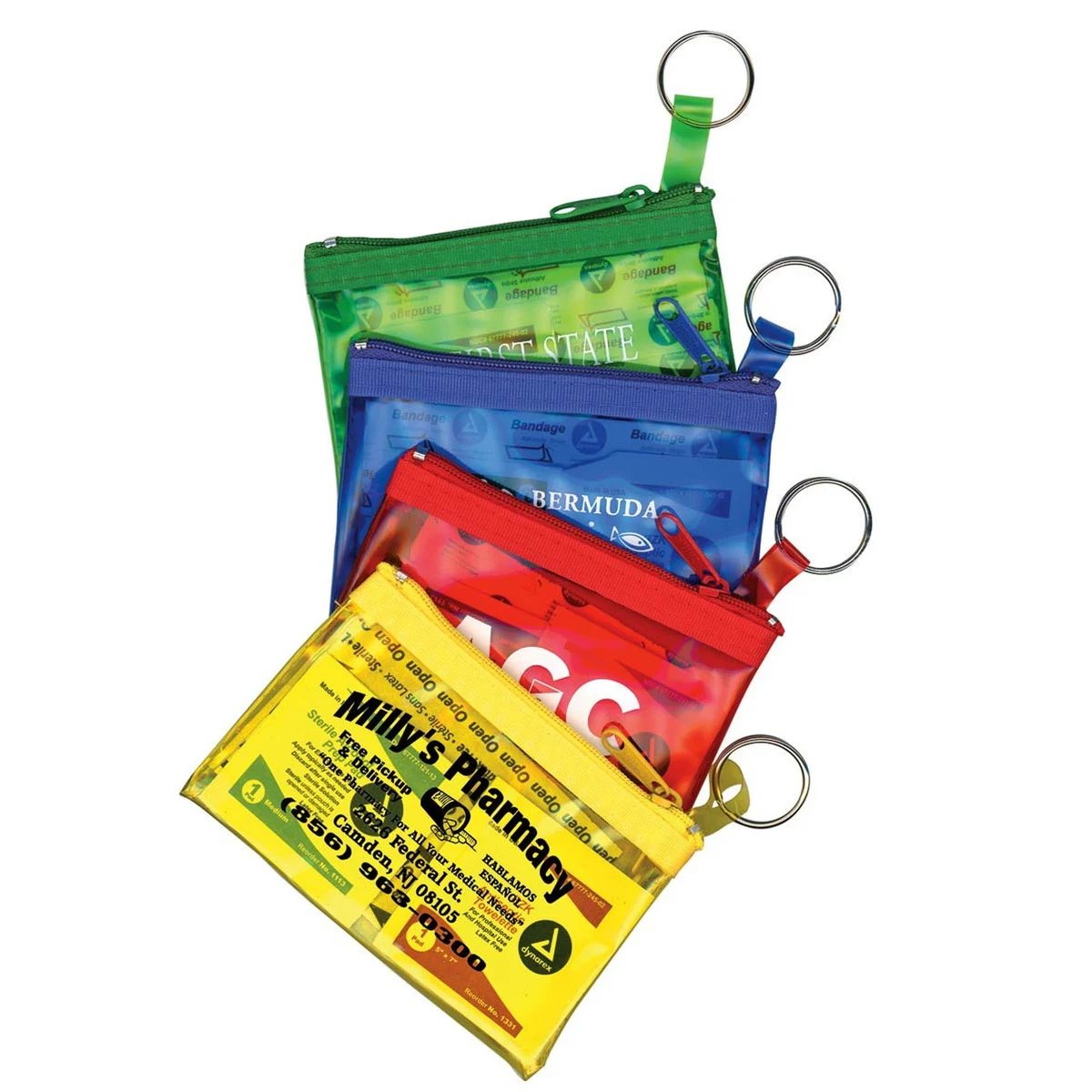 Key Ring Zippered First Aid Pouch (Translucent Vinyl) 1