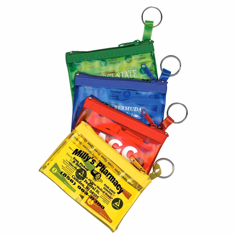 Key Ring Zippered First Aid Pouch (Translucent Vinyl)