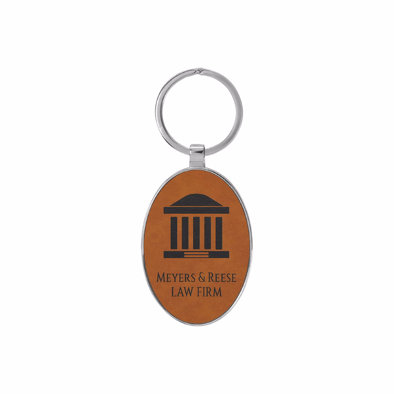 Rawhide Leatherette/Metal Oval Keychain
