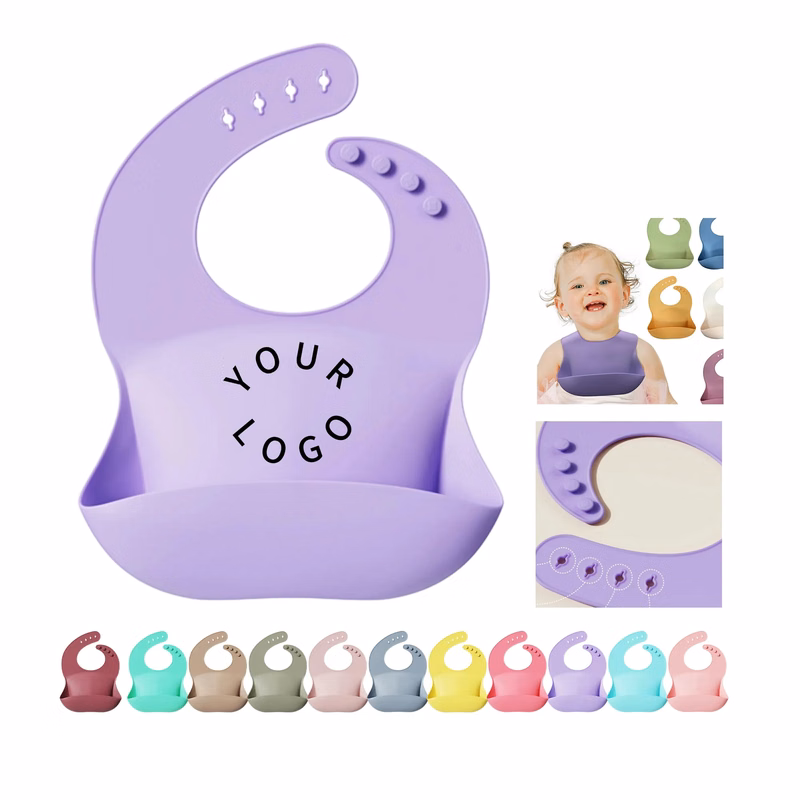 Customizable Silicone Baby Bib with Adjustable Strap