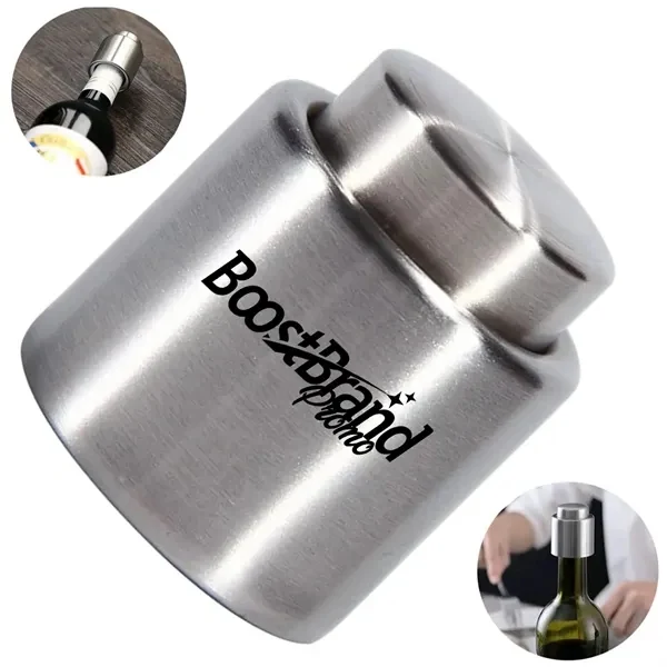 Custom Stainless Steel Wine Bottle Stopper Push Button — Premium Airtight Seal 1