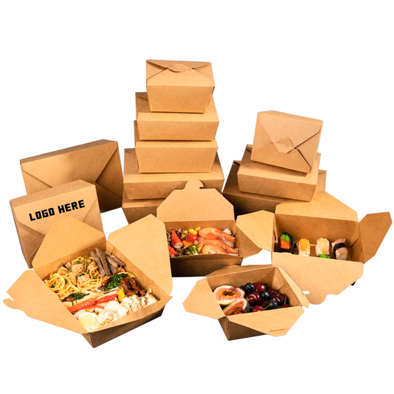 67 OZ Disposable Food Packaging Box Cowhide Paper Box