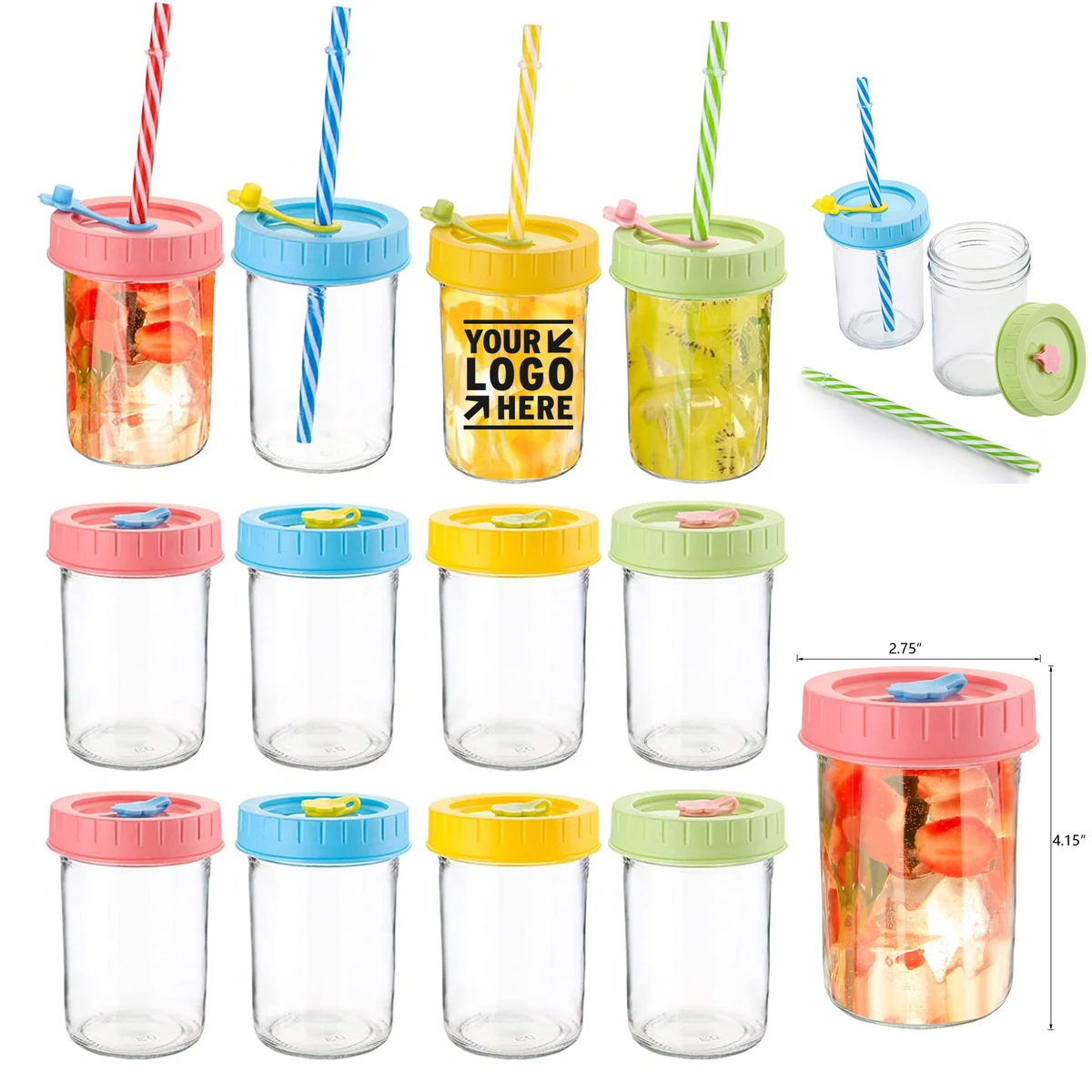 8 oz Glass Drinking Bottle Travel Drinking Jars 1