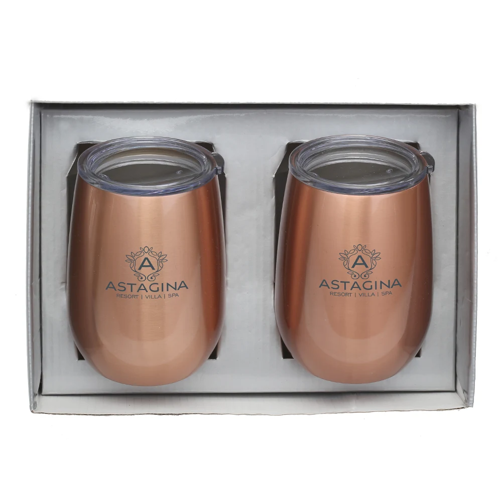 Copper Colored Stainless Steel Stemless Wine Tumbler Gift Set 1