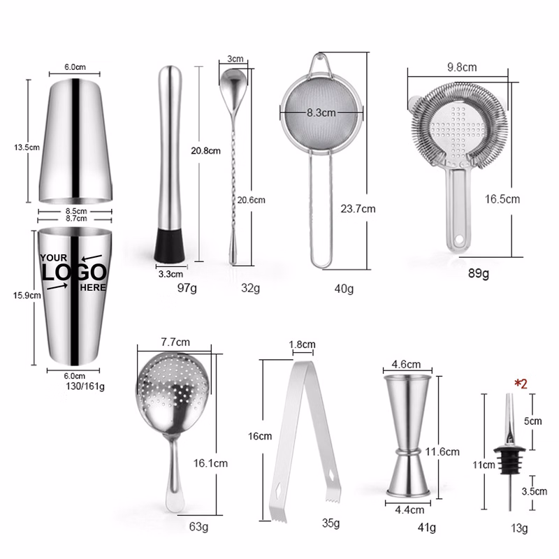 10Pcs Boston Cocktail Shaker Set