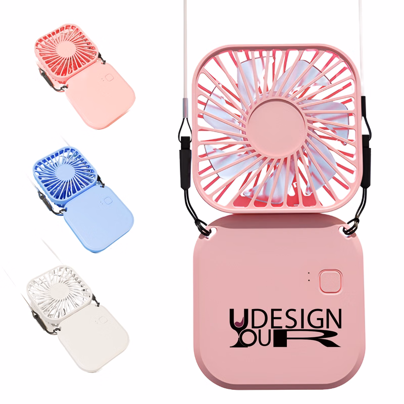 MOQ 50 Mini USB Rechargeable Neck Hanging Fan Portable Foldable