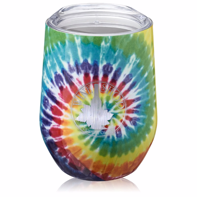 11 oz. Tie Dye Vacuum Stemless Wine Glass with Lid