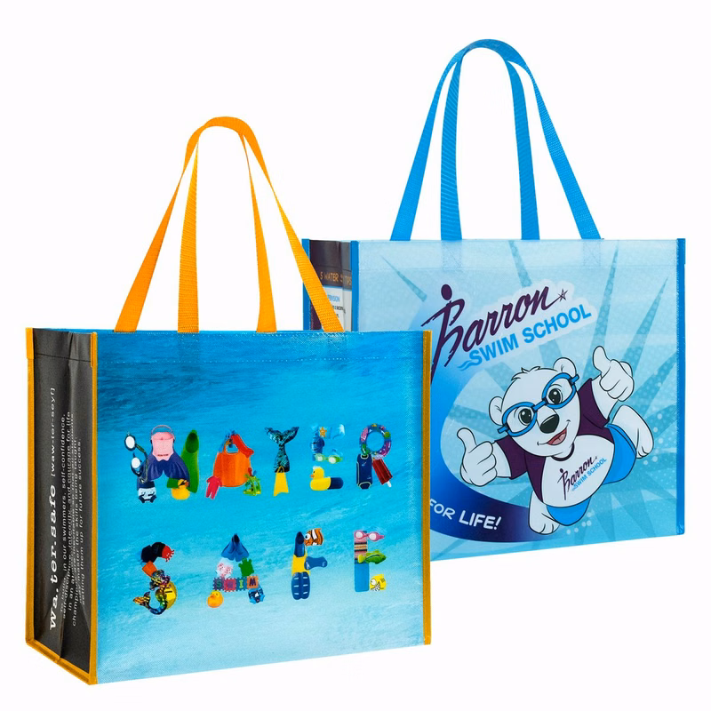 Custom Full-Color140g Double Laminated Non-Woven Swim Tote Bag 15"x13"x8"
