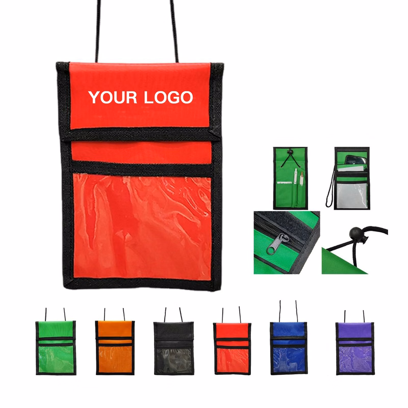 Nylon Neck Wallet with Lanyard and ID Window