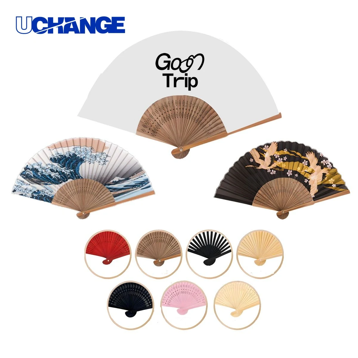 Folding Cloth-Covered Bamboo Hand Fan 1