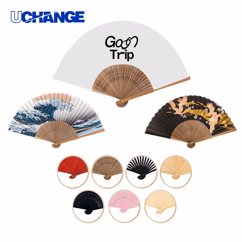 Folding Cloth-Covered Bamboo Hand Fan