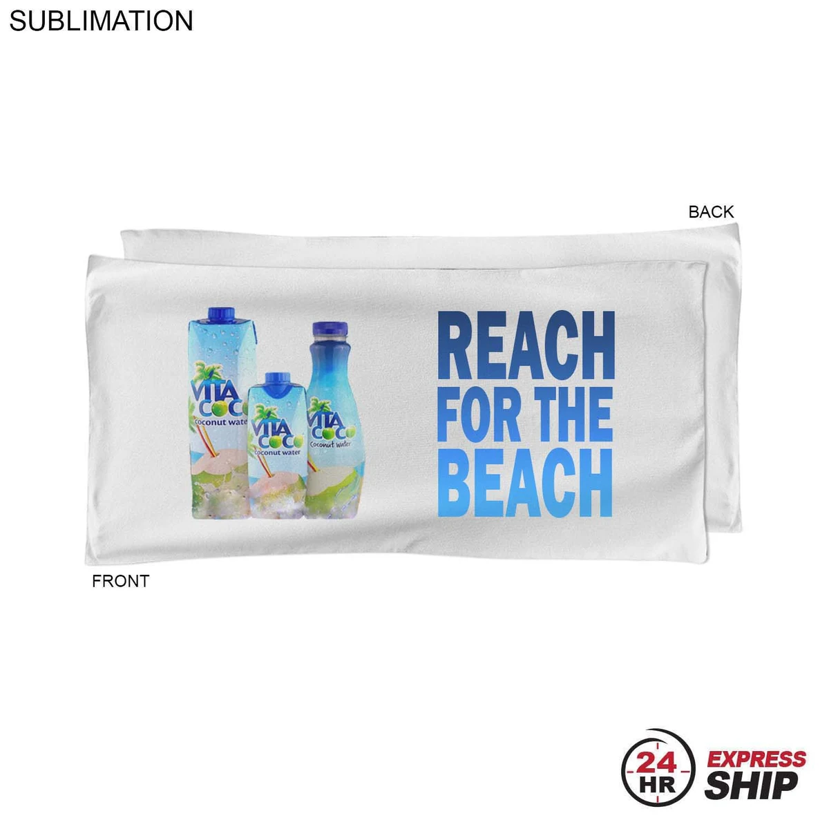24 Hr Express Ship - Absorbent Microfiber Dri-Lite Terry White Pool Towel 20x40, Sublimated 1
