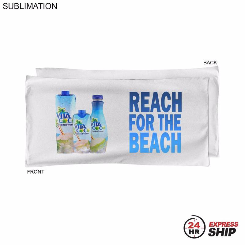 24 Hr Express Ship - Absorbent Microfiber Dri-Lite Terry White Pool Towel 20x40, Sublimated