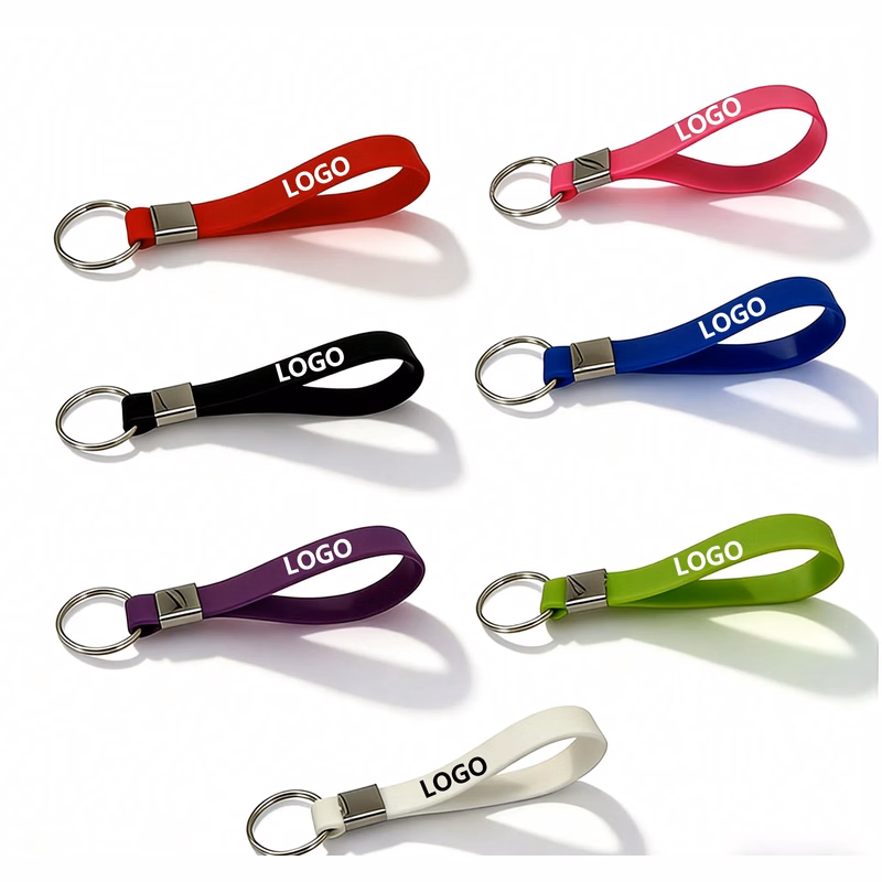 Solid Color Personalized Custom Rubber Wristband Keychain