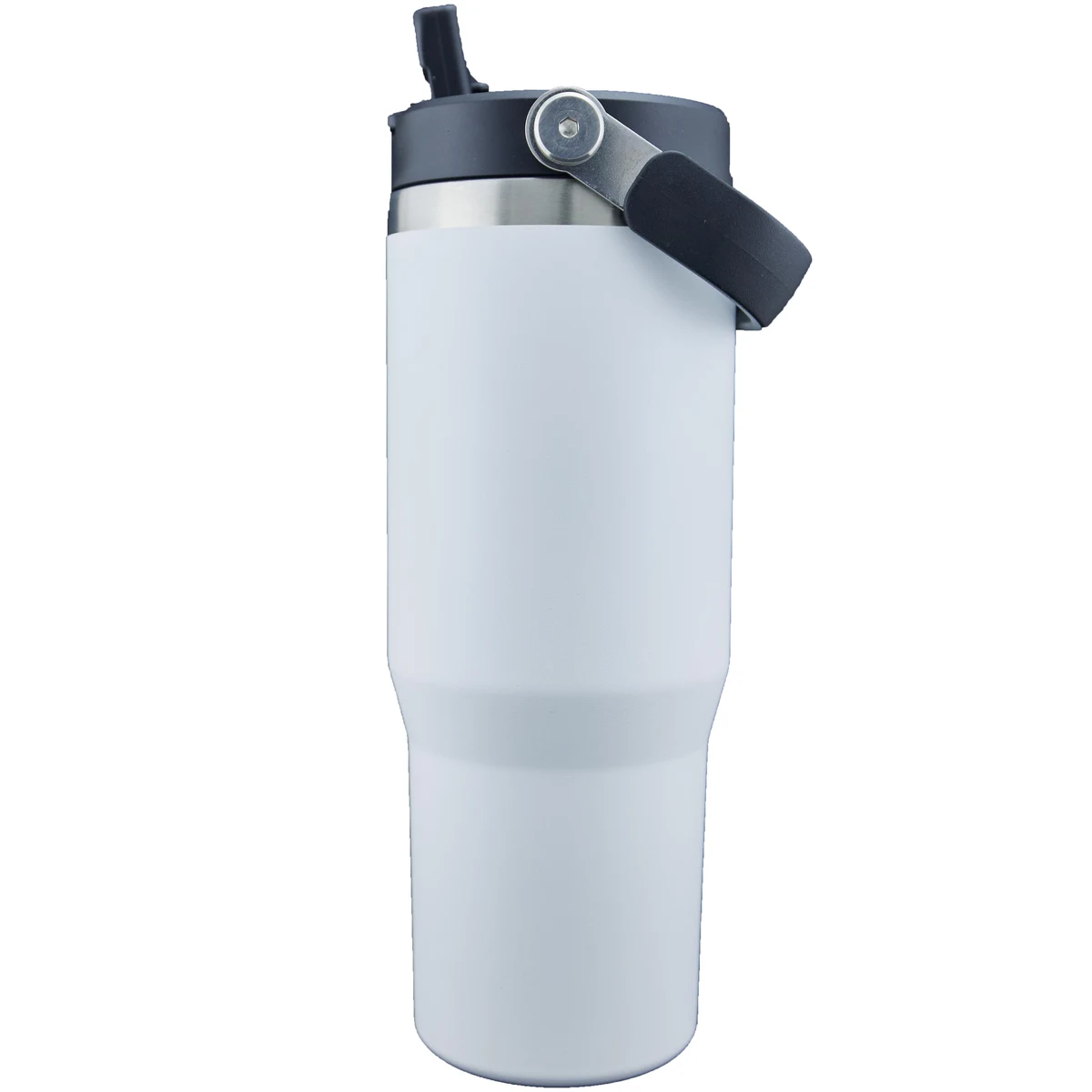 Scenesetter 30 Oz. Double Wall Vacuum Insulated Thermos w/Sip Straw and Carrying Handle White 1