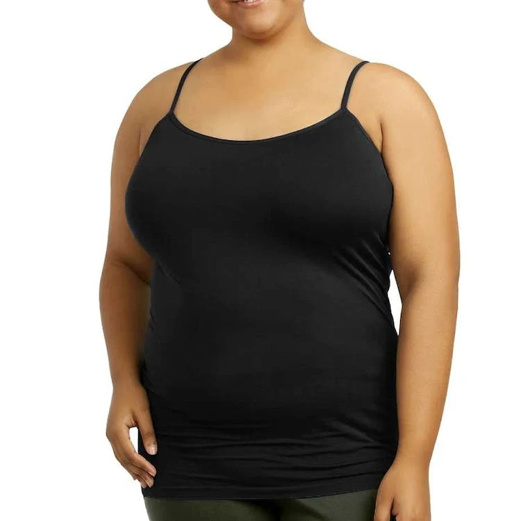 Women's Plus Size Camisoles - Black Poly One Size Fits Most 1