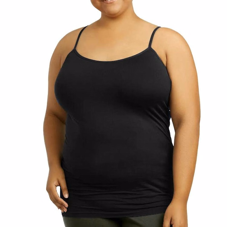 Women's Plus Size Camisoles - Black Poly One Size Fits Most
