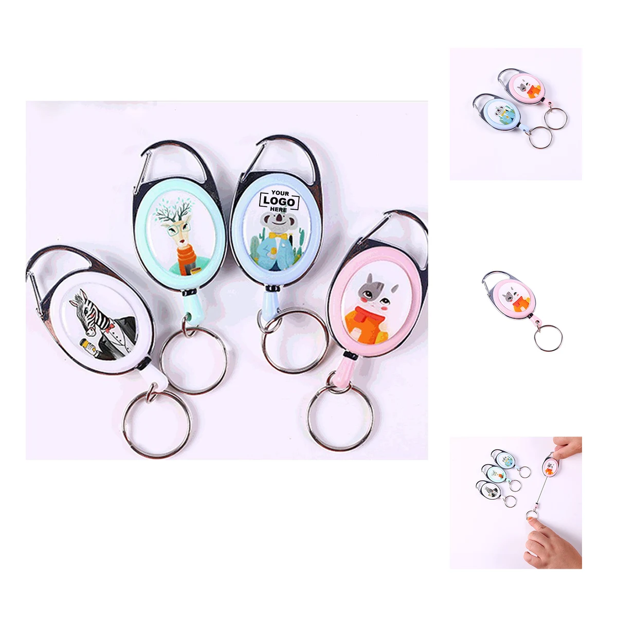 Oval Carabiner Badge Reel with Belt Clip 1