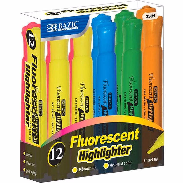 Highlighters - Assorted Colors 12 Packs