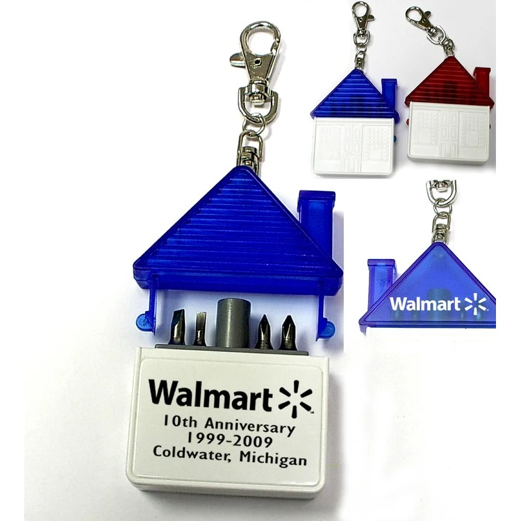 House shaped tool kit with 4 steel bits and keychain 1