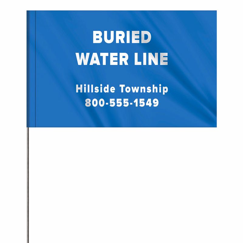 1-Color 5" x 8" Custom Vinyl Marking Flag with 36" Wire
