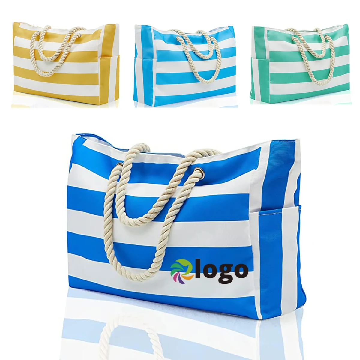 Large Waterproof Beach Tote Bag, custom tote bag with logo imprint 1
