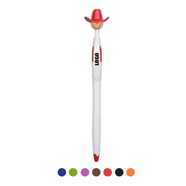 Custom Cowboy Hat Ballpoint Pens — 0.7mm Black Ink Novelty Promotional Giveaway, custom pen with logo imprint 1