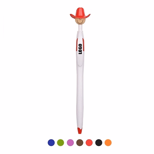 Custom Cowboy Hat Ballpoint Pens — 0.7mm Black Ink Novelty Promotional Giveaway
