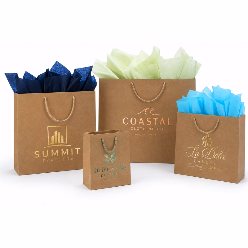 Kraft European Shopping Bags - Hot Stamped