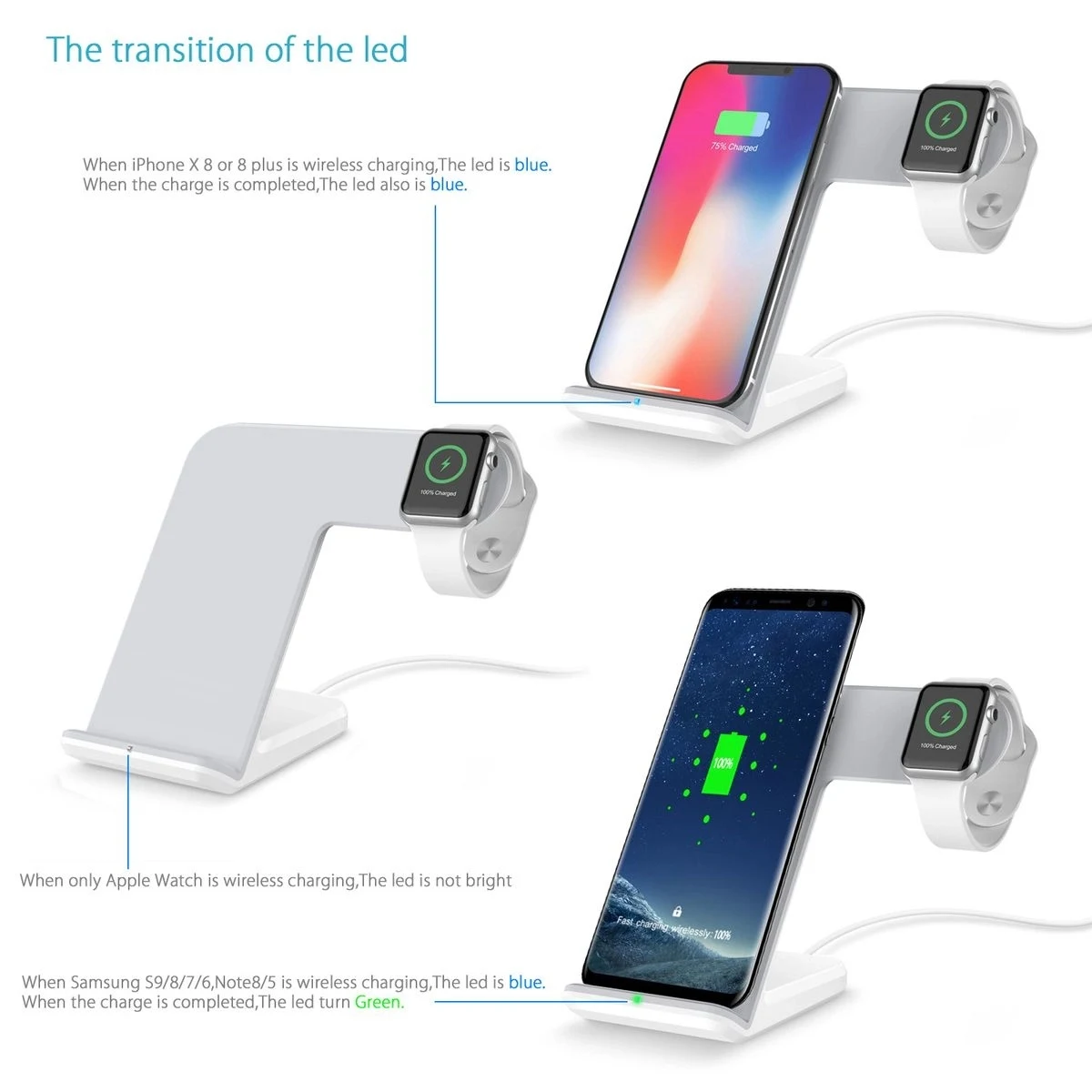 Wireless Charger Stand Cellphone Watch Fast Charging Station 1