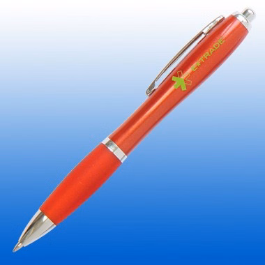 CURVE PLASTIC PEN RED W/ CHROME TRIM