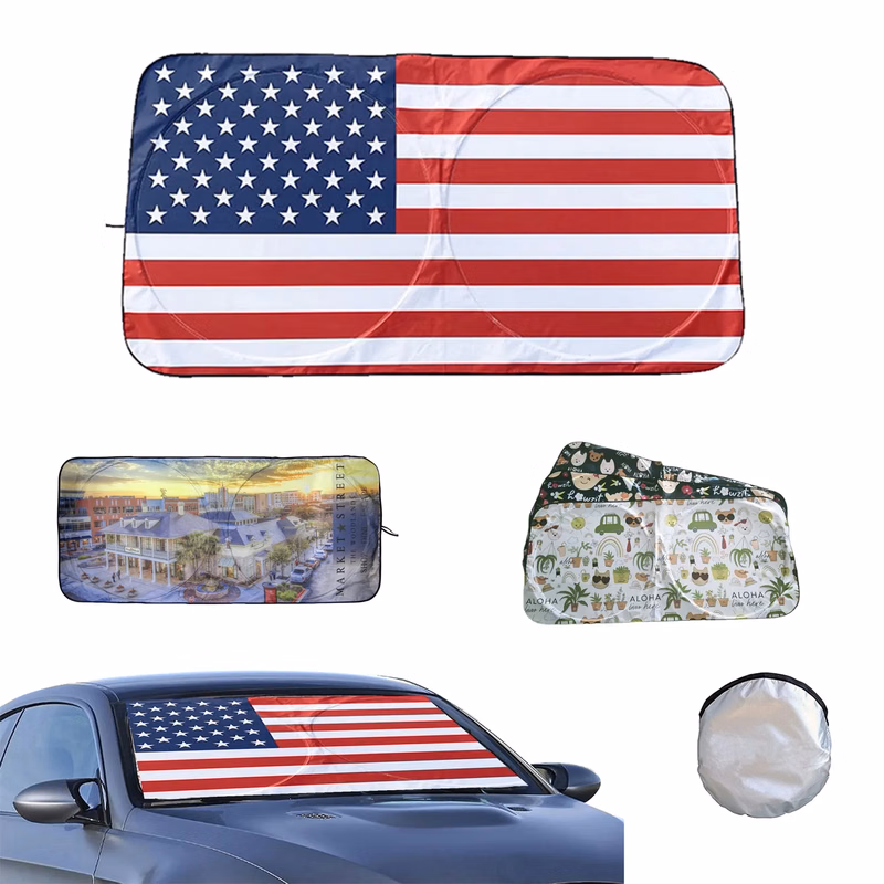 Full Color Car Windshield Sun Shade With Pouch