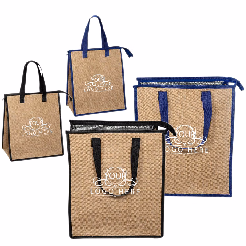 Insulated Lunch Jute Tote Bags