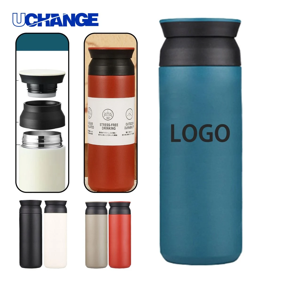 Portable Stainless Steel Insulated Bottle (16oz), custom water bottle with logo imprint 1